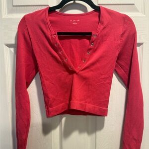 Urban Outfitters Red Ribbed Crop Top